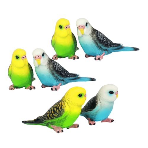 ORFOFE 6 Stück Teiliges Realistisches Papageien Spielzeugset aus Kunststoff Detailgetreue Kleine Sittich Figuren in Grün und Blau Kindgerechte Langlebige Vogel Dekoration für Garten und von ORFOFE