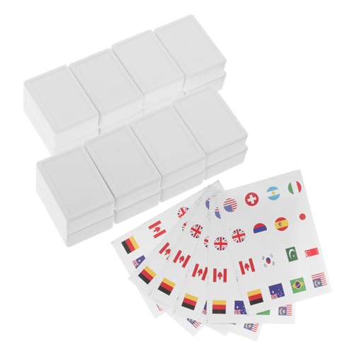 ORFOFE 65 Stück Mahjong Spielset Teilig Kunststofffliesen mit Aufklebern Nationalflaggen Motiv Robust und Farbecht Edukatives Familienspiel für Kulturelles Lernen und Entspanntes Zahlen von ORFOFE