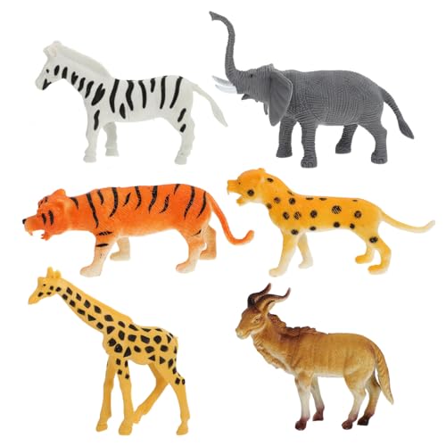 ORFOFE 6Stücke Teiliges Realistischer Wildtier Spielzeuge aus Umweltfreundlichem Material Pädagogische Tierfiguren für Giraffe Elefant Leopard Zebra und Tiger von ORFOFE