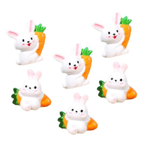 ORFOFE Harz Miniatur Figuren 6 Stücke Bunny Statue Set Garten Decor Landschaft Verzierungen Bunny Spielzeug von ORFOFE