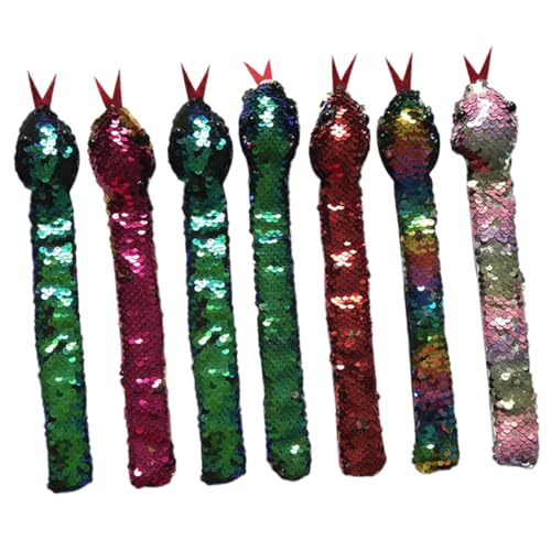 ORFOFE 7Stücke Teiliges Slap Armband mit Interessanten Glitzer Sequins Schlangenarmbänder für Dschungelpartys Halloween und Geburtstagsfeiern Verschleißfest und Bequem Tragbar von ORFOFE