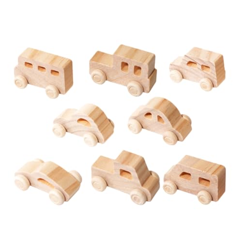 ORFOFE 8 Stück Teiliges Holzauto DIY Bastelset für Unbemalte Graffiti Spielzeuge Naturbelassene Holzautos zum Bemalen Kreatives Malhandwerk Fördert Fantasie und Motorik von ORFOFE