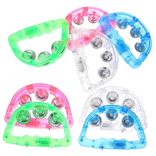 ORFOFE 8 Stück Teiliges Leuchtendes Handtamburin Bunten Led-Schellen Robustes Partyspielzeug für Bühnenauftritte und Rhythmische Begleitung Farblich Zufällig Langlebig und von ORFOFE