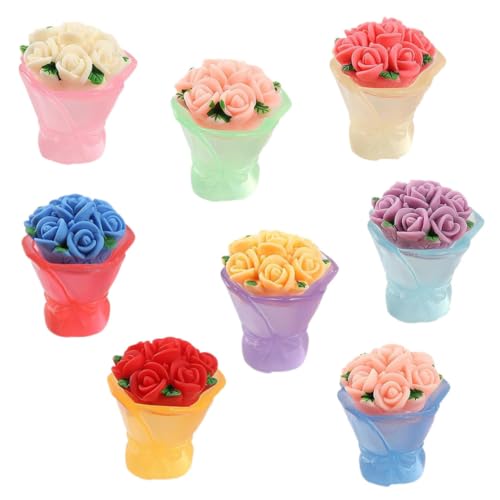 ORFOFE 8 Stück Teiliges Mini Rosenbouquet Künstlich im Topf Realistische Miniaturpflanzen für Puppenhaus Dekor Platzsparend Langlebig Romantisch für DIY Bastelprojekte und Kleine Räume von ORFOFE