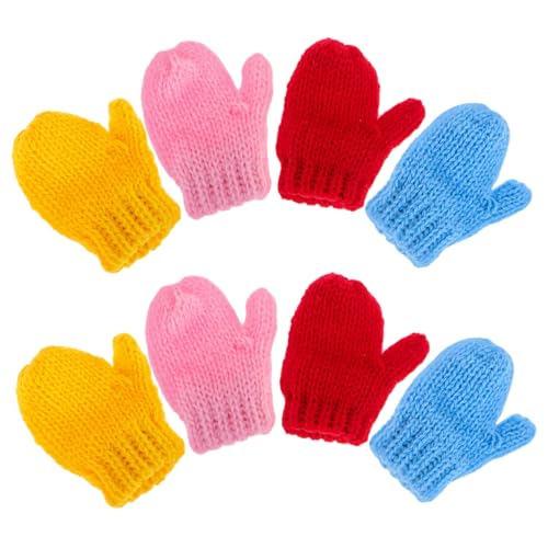 ORFOFE 8 Stück Teiliges Mini Strickhandschuhe aus Weicher Wolle für Puppen DIY Bastelzubehör Bunte Handschuhe in Rot Gelb und Blau für Puppenhaus und Kreative Verkleidung von ORFOFE