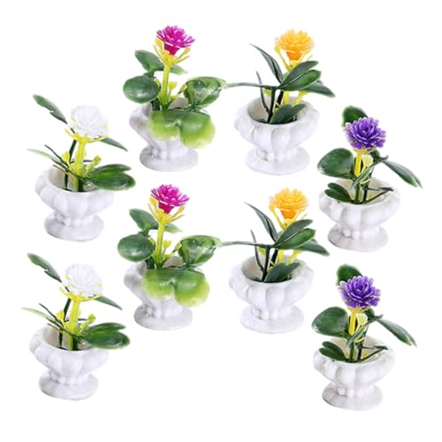 ORFOFE 8 Stück Teiliges Miniatur Bonsai Lebensechte Mini Pflanzen in Farbenfrohe Miniatur Topfpflanzen Realistische Puppenhaus Dekoration Winzige Pflanzenmodelle für DIY von ORFOFE