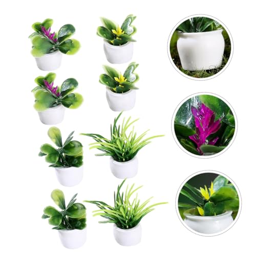 ORFOFE 8 Stück Teiliges Miniatur Bonsai Pflanzenset Künstliche Mini Topfpflanzen für Puppenhaus Deko Glatte Oberfläche Leichte Mini Garten Bonsai Ornamente für DIY Basteln und von ORFOFE