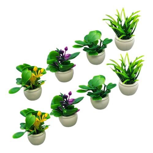 ORFOFE 8 Stück Teiliges Miniatur Pflanzen Winzige Kunstpflanzen im Topf Realistische Mini Bonsai für Puppenhaus Deko Kleine Zimmerpflanzen als Tischdekoration und Wohnaccessoire von ORFOFE