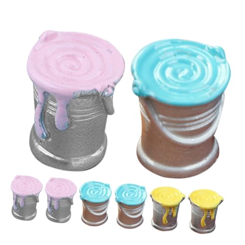 ORFOFE 8 Stück Teiliges Realistische Miniatur farbeimer Bemalte Puppenhaus Dekoration Detailgetreues Modell mit Glatter Oberfläche für Miniaturhaus und Fotorequisiten von ORFOFE