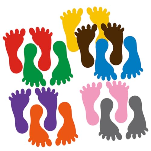 ORFOFE 9 Paare Bunte PVC Fußabdruck Aufkleber Selbstklebend rutschfest Bodensticker für Kindergarten Treppen Dekoration Kinderzimmer Spielbereich Zufällige Farbe von ORFOFE