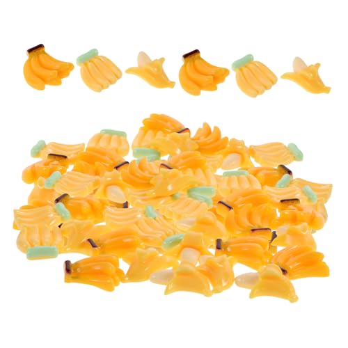 ORFOFE 90 Stück Maßstab Realistisch Gestaltete Mini-Bananen aus Stabilem Resin Puppenhaus-Dekoration und Miniatur-Gartenzubehör Winzige Fruchtkunst für Kreative Mini-szenen von ORFOFE