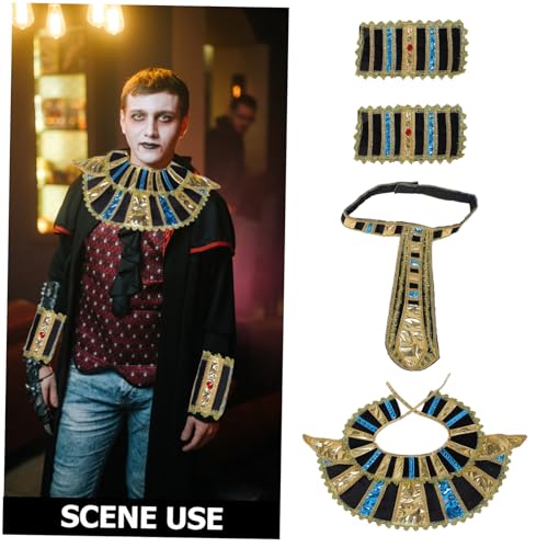 ORFOFE Ägyptisches Kostüm Zubehör Set mit Goldenem Gürtel Kragen und Armbändern Langlebiges Glänzendes Material Handgefertigt Leicht und Tragbar für Halloween Cosplay Party und ORFOFE Ägyptisches Kostüm Zubehör Set mit Goldenem Gürtel Kragen und Armbändern Langlebiges Glänzendes Material Handgefertigt Leicht und Tragbar für Halloween Cosplay Party und von ORFOFE