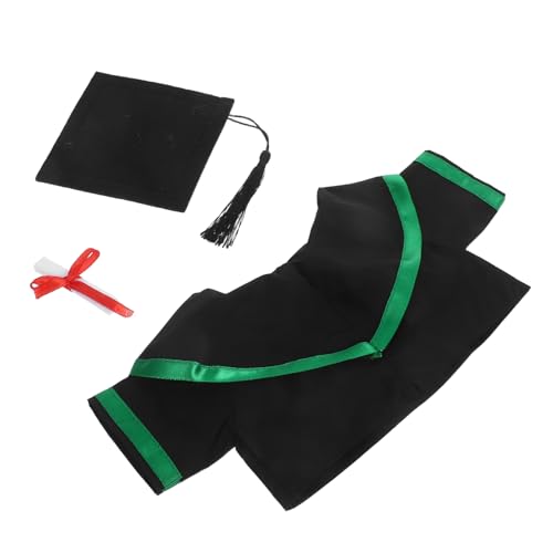 ORFOFE Abschlusskleid für Plüschtiere Weiches Stoffkostüm mit Grünem Umhang Schwarzer Quaste und Urkunde Passend für Kleine Stofftiere und Puppen für Abschlussfeiern und Fotoshootings von ORFOFE