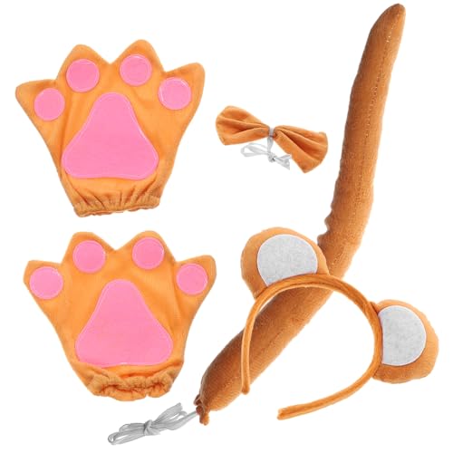 ORFOFE Affenkostüm Set mit Ohr stirnband Fliege und Handschuhen Hautfreundlich Verstellbar für Tierkostüm Cosplay und Fasching Praktische Komplettausstattung von ORFOFE
