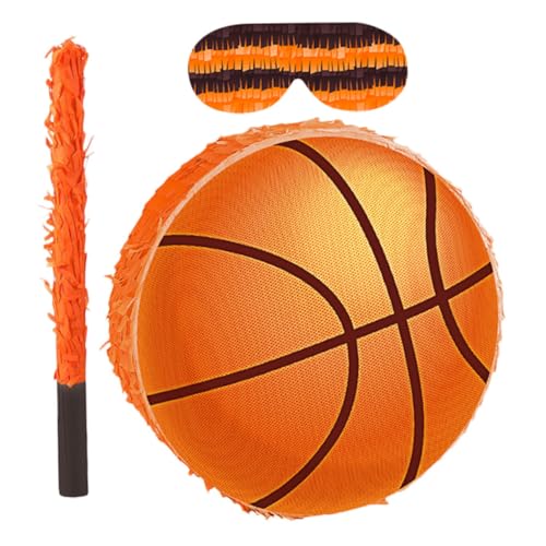 ORFOFE Basketball Pinata mit Blindenbinde und Schläger Karton mit Buntem Krepppapier Robuste Geburtstagsparty-deko für Einfach Befüllbar mit Konfetti und Süßigkeiten Sportliches von ORFOFE