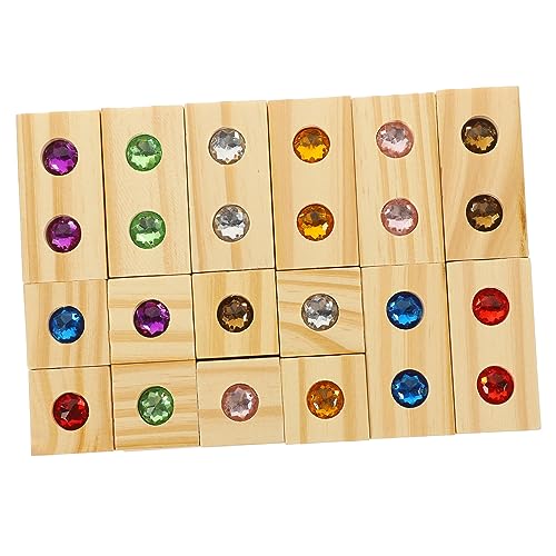 ORFOFE Bunte Holzbausteine mit Edelstein Einlagen Teiliges Sensorisches Lernspielzeug für Handmotorik Augen Hand Koordination und Kreativer Vorstellungskraft von ORFOFE
