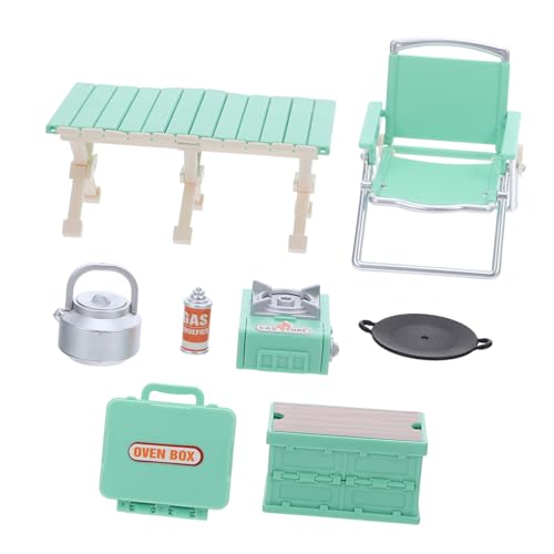 ORFOFE Camping Spielset mit Miniatur Klappstuhl Picknicktisch BBQ Zubehör Puppenhaus Möbel für Kreatives Rollenspiel Drinnen Draußen von ORFOFE