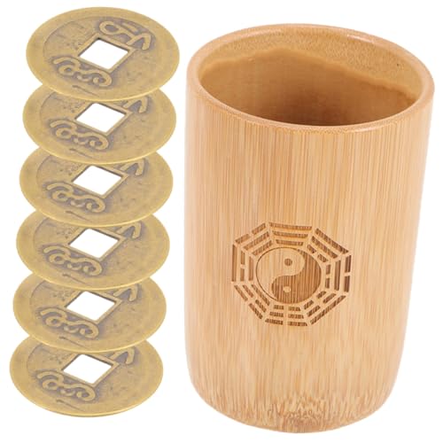 ORFOFE Chinesisches Bambus Eimer mit Kupfermünzen Traditionelles Divinationsspiel für Familien Tempel und Feng Shui Rituale Einfach zu Bedienen Buddhistische Dekoration Chinesisches von ORFOFE