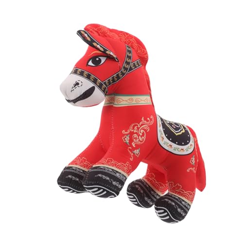 ORFOFE Chinesisches Tierkreis Pferd Plüschfigur Weiches Kuscheltier Glücksbringer Neujahrs-Maskottchen Dekoratives Stofftier Sammlerobjekt Geschenk für Zuhause und Büro von ORFOFE