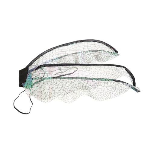 ORFOFE Damen Libellenflügel Halbumsäumt Schwarze Organzaflügel Feen Kostüm Festival Party Requisiten für Mottoparty und Maskenball von ORFOFE