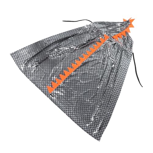 ORFOFE Dinosaurier Kapuzen Umhang Silber Halloween Kostüm für Jungen Mädchen Weicher Atmungsaktiver Dino Cape für Fasching Rollenspiel Geburtstagsfeier von ORFOFE