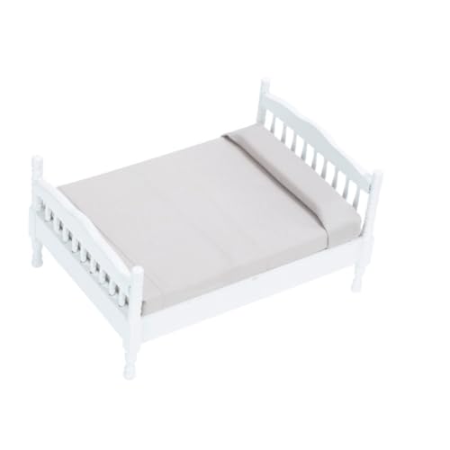 ORFOFE Dollhouse Schlafzimmer Möbel Detailreiches Doppelbett Zubehör für Puppenhaus Verarbeitet Pädagogisches von ORFOFE