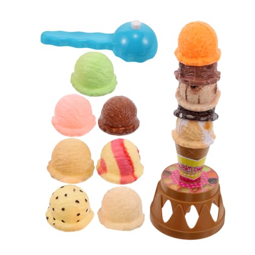 ORFOFE Eiscreme Balancierspiel Set für Buntes Stapelspiel zur Feinmotorikförderung Kreatives Lernspielzeug für Kleinkinder Rollenspiel Zubehör für Fantasievolle Küchenspiele von ORFOFE
