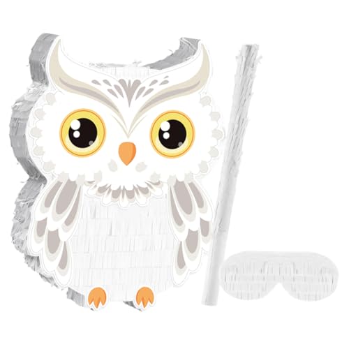 ORFOFE Eulen Piñata mit und Augenbinde Niedliche Tiermotto Geburtstagsdekoration für Mädchen und Jungen Vielseitiges Jungle Partyspiel für Halloween Shower Zubehör von ORFOFE