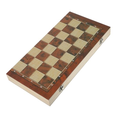 ORFOFE Faltbares Holz schachset mit Schach Dame und Backgammon Tragbares Schachbrett Leicht Robust für Familie Schule Reisen und Freizeit für Erwachsene von ORFOFE