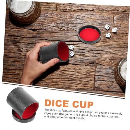 ORFOFE Geräuschloser Würfelbecher aus Leder mit Rotem Samt Innenfutter und Sockel Kompakter Würfelhalter für Bar und Party Leicht Strapazierfähig Praktisch Inkl Würfeln für Spiele und von ORFOFE