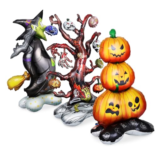 ORFOFE Halloween Dekorationsset aus Aluminiumfolie mit Kürbisstapel Dürrer Baum und Hexe Aufblasbar Reißfest für Innen und Außen Partyballons Grusel-partydeko ORFOFE Halloween Dekorationsset aus Aluminiumfolie mit Kürbisstapel Dürrer Baum und Hexe Aufblasbar Reißfest für Innen und Außen Partyballons Grusel-partydeko von ORFOFE