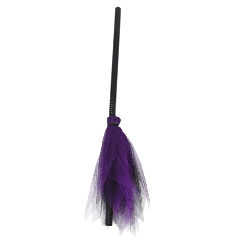 ORFOFE Halloween Hexenbesen Kunststoff mit Mesh-Design Leichter Besen als Kostümrequisite für Halloween Cosplay und Partydekoration Farblich Sortiert Zufällige Farbe von ORFOFE