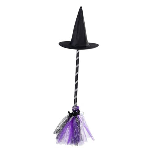 ORFOFE Hexenhut und Besen Halloween Party Cosplay Zubehör Hexen Kostüm Accessoires Leichte Wiederverwendbare Dekoration für Halloween Fest Innen und Außen von ORFOFE