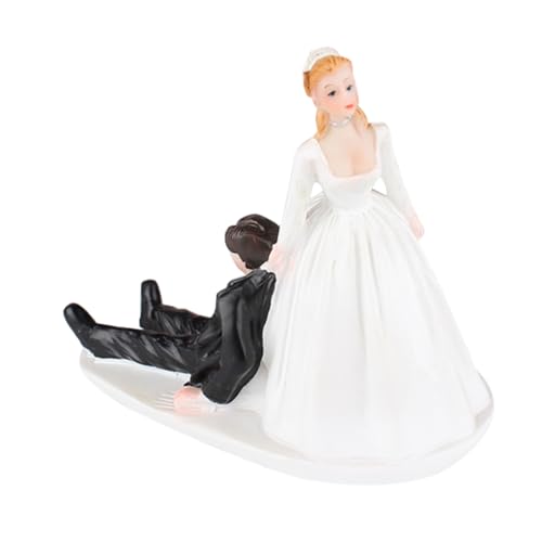 ORFOFE Hochzeitstortenaufsatz Laufender Bräutigam Kunstharz Figur Kleine Brautpaar Tortenfigur Tortendeko Langlebige Detailreiche Hochzeitsdeko für Verlobungsfeiern und Brautpartys von ORFOFE