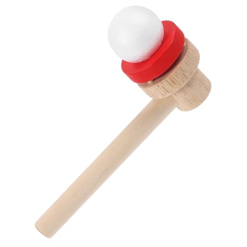 ORFOFE Holz Balance Blowing Toy Schwebende Kugel Geschicklichkeitsspiel für Eltern Rot Pädagogisches Blasball Spiel zur Motorik Koordinationsförderung Sicheres Holzspielzeug von ORFOFE