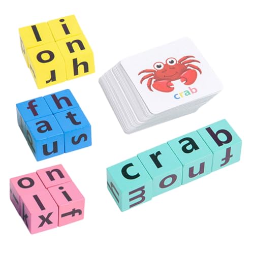 ORFOFE Holz Buchstaben Lernspielzeug mit Wortkarten Alphabet Puzzle für Pädagogisches Rechtschreibspiel zur Buchstaben Erkennung und Eltern-Junge Mädchen Interaktion Kreatives von ORFOFE