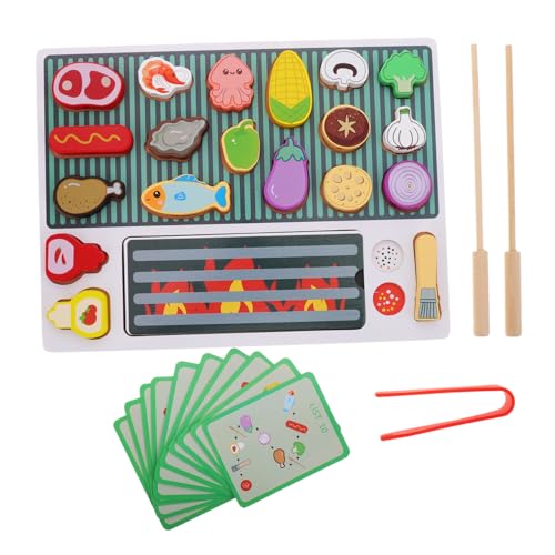ORFOFE Holz Grillspielset Rollenspiel mit Realistischem Grill und BBQ Zubehör Interaktives Küchenspielzeug für Jungen Mädchen Vielfältige Spielmöglichkeiten für Fantasievolles Kochen und von ORFOFE