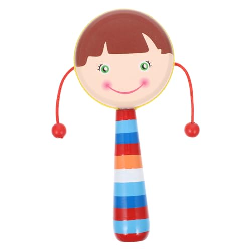 ORFOFE Holz Handkurbel Rassel Babyspielzeug Shaking Drum Musikinstrument für Junge Mädchen Sensorisches Motorik und Hörsinn in Braun von ORFOFE