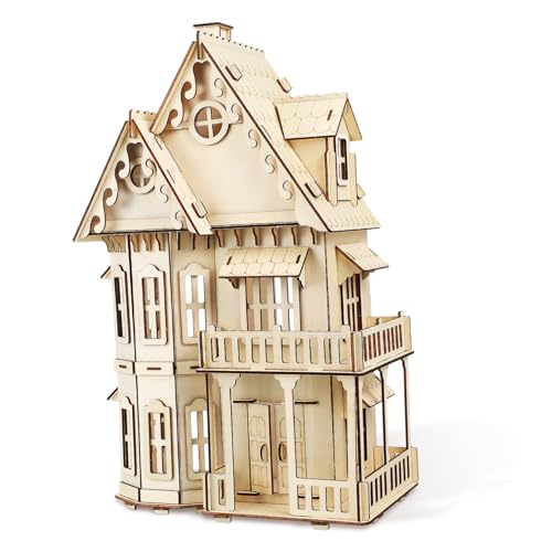 ORFOFE Holz Puzzle Gothic Villa Modellbausatz DIY Holz Haus Dekoration Langebiges Puzzle Geschenk für Erwachsene Detailreiches Puppenhaus von ORFOFE