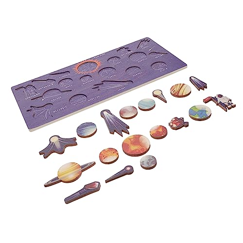 ORFOFE Holz Puzzle Sonnensystem Lernspielzeug Planeten Interaktives Matching Board Frühpädagogisches Montessori Kreative Kognitive von ORFOFE