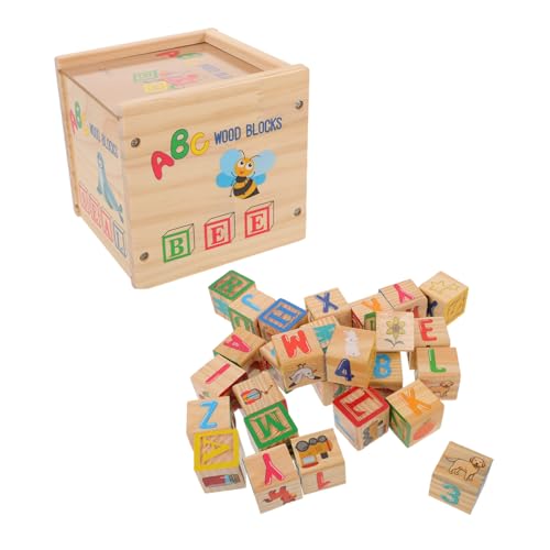 ORFOFE Holz-bausteine ABC-Alphabet und Gravierten Zahlen Farbenfrohe Montessori Stapelblöcke aus Natürlichem Holz Fördert Kreativität Hand-Augen-koordination und Vorschul-Lernen für von ORFOFE
