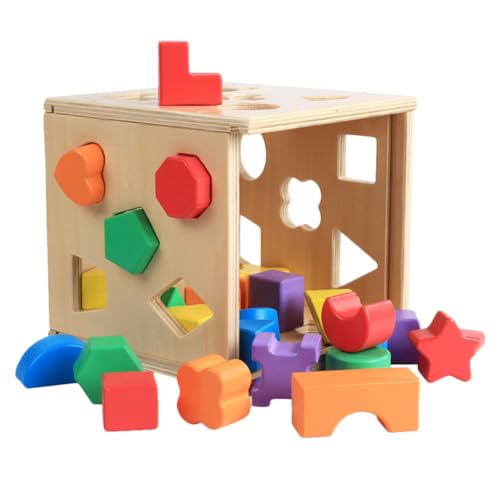 ORFOFE Holz formsortierspiel Geometrische Bauklötze Montessori Lernspielzeug für Kleinkinder Logik Feinmotorik und Kognitiven Fähigkeiten von ORFOFE