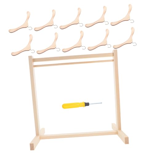 ORFOFE Holzpuppen Kleiderständer mit Holzbügeln Antirutsch Vielseitig Passend für Verschiedene Puppengrößen Leichter Tragbarer Puppenkleiderhalter für Puppenhaus Accessoires und von ORFOFE
