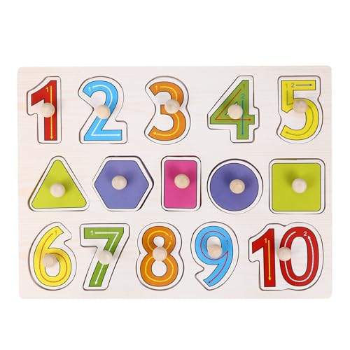 ORFOFE Holzpuzzle Zahlen für Kleinkinder Pädagogisches Langlebiges Holz Jigsaw Puzzle Kreatives Lernspielzeug für Jungen und Mädchen Fördert Motorische Fähigkeiten und Familienzeit von ORFOFE