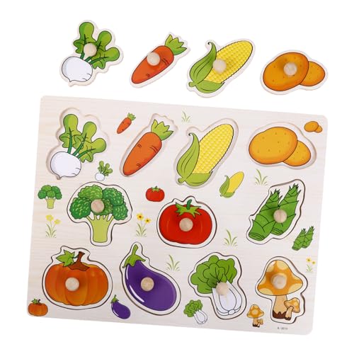 ORFOFE Holzpuzzle für Ab Jahren Pädagogisches Steckpuzzle mit Gemüse Motiven Kreatives Greifspielzeug zur Motorik und Lernspaß Geschenk für Jungen und Mädchen von ORFOFE