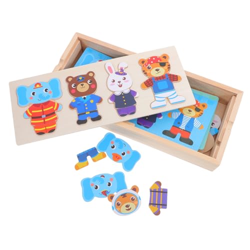 ORFOFE Holzpuzzle für Tier Dress up Puzzle aus Hochwertigem Holz Pädagogisches DIY Kreativität Logik und Feinmotorik Sicher und Glatt Verarbeitet als Geburtstagsgeschenk von ORFOFE