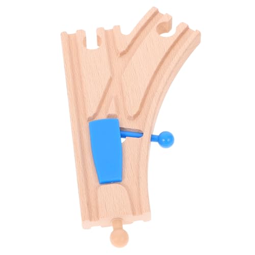 ORFOFE Holzschienen Abzweigstück Holzspielzeug für DIY Zugstrecken Zubehör Hand-Auge-koordination Fördern Holz-Eisenbahn Spielset Blau von ORFOFE