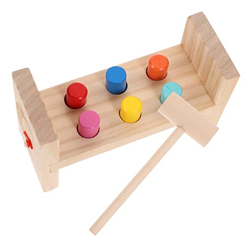 ORFOFE Holzspielzeug Hammer Buntes Nagelklopfspiel Montessori Hand Auge Koordination Lernspielzeug für Kleinkinder Ab Jahren Robustes Sicheres Nagelspiel mit Farbigen Nägeln und von ORFOFE