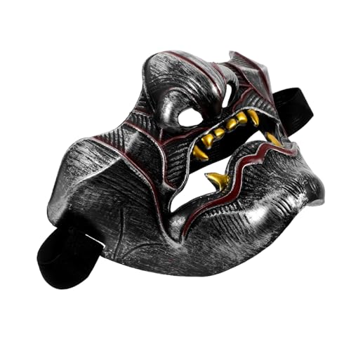 ORFOFE Japanische Hannya Halbgesichts-cosplay-maske aus Robustem Atmungsaktiv und Verformungsfest Traditionelle Samurai-optik für Halloween Party Requisiten und Japanische von ORFOFE