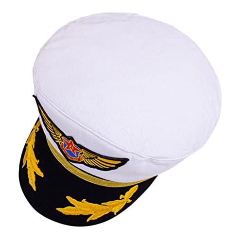 ORFOFE Kapitänsmütze Baumwolle Goldfaden Stickerei Bootsmütze Unisex Party Kostüm Accessoire für Jungen Mädchen Festliche Rollenspiele von ORFOFE